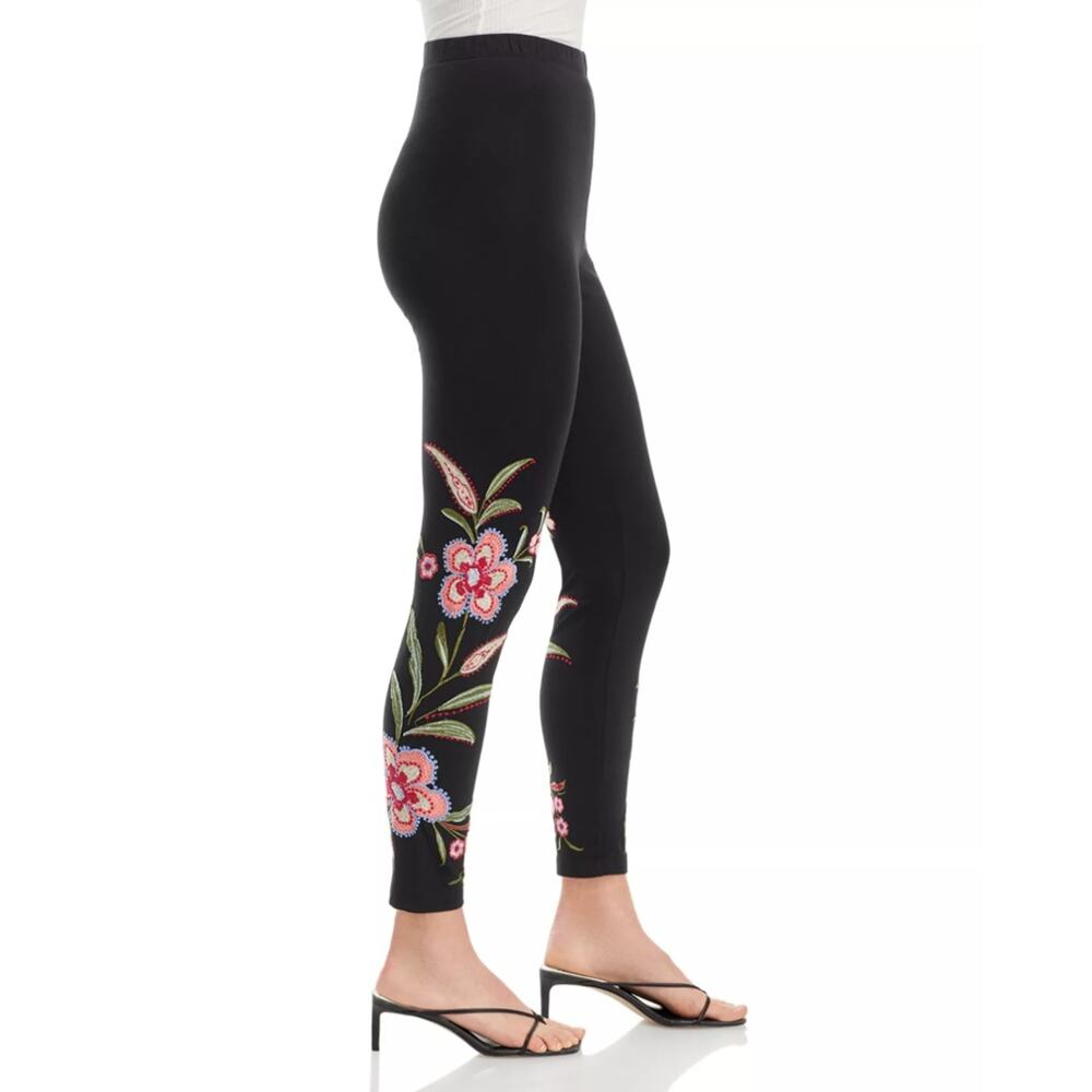 Johnny Was Women Black Floral Embroidered Libbi Boho Ankle Leggings Size XL - Picture 2 of 13